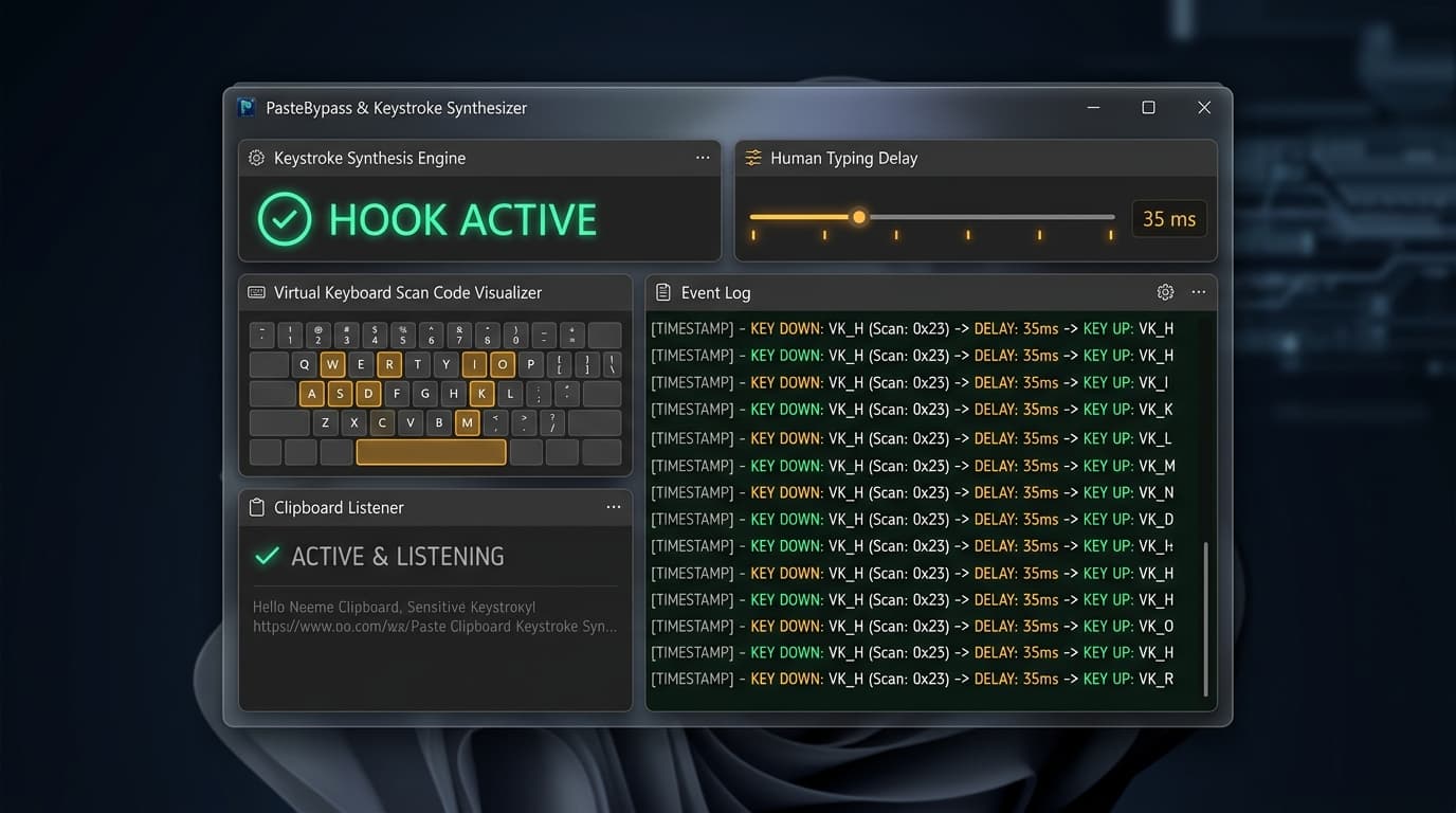 PasteBypass Keystroke Synthesizer Application Interface